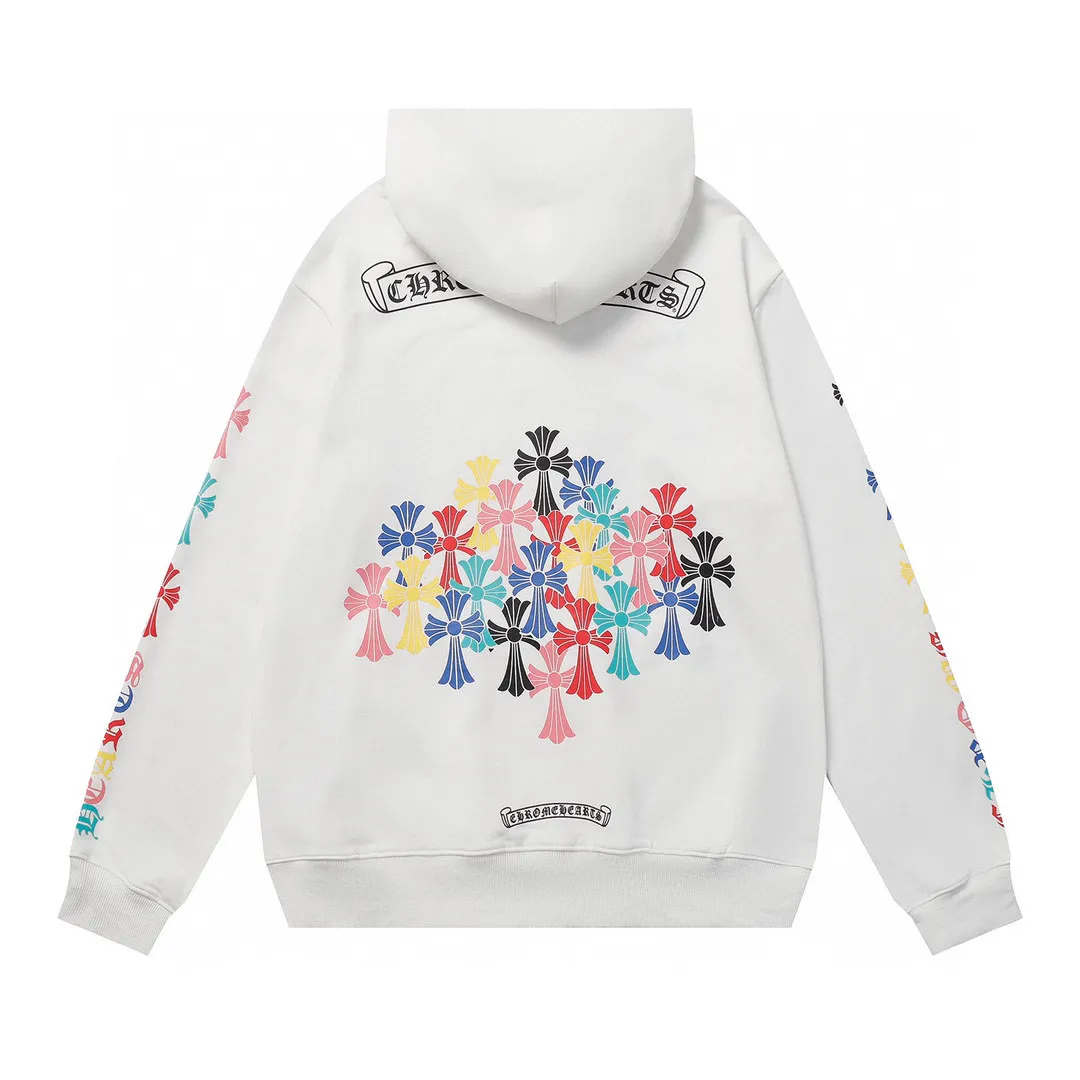 M25—P210 -Chrome Hearts/Chrome Hearts printed sweatshirt cardigan jacket -420 grams of high-density, high-quality wool, soft, delicate and skin-friendly, soft and silky to the touch, warm and skin-friendly -The hardware zipper accessories are all customized and full of details -Colour: black white -Size: S M L XL